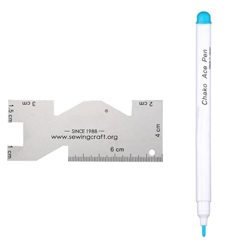 TingHaoO Stoffmarker mit Metall-Stepplineal, wasserlöslicher Stoffstift, Trickmarker, wasserlöschbarer Markierungsstift zum Nähen von TingHaoO