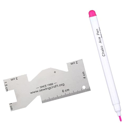 TingHaoO Stoffmarker mit Metall-Stepplineal, wasserlöslicher Stoffstift, Trickmarker, wasserlöschbarer Markierungsstift zum Nähen TingHaoO Stoffmarker mit Metall-Stepplineal, wasserlöslicher Stoffstift, Trickmarker, wasserlöschbarer Markierungsstift zum Nähen von TingHaoO