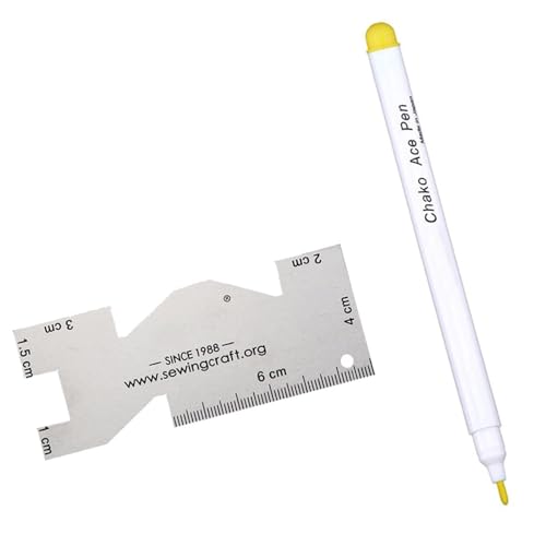 TingHaoO Stoffmarker mit Metall-Stepplineal, wasserlöslicher Stoffstift, Trickmarker, wasserlöschbarer Markierungsstift zum Nähen von TingHaoO