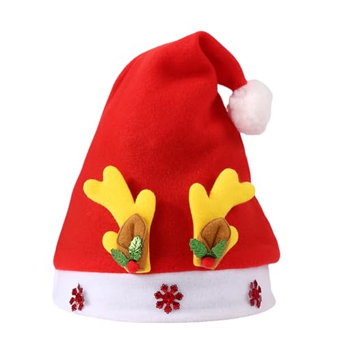 TingHaoO Warme Nikolausmütze für Weihnachtsfestlichkeiten Bequeme Kopfbedeckung für Party Kinder Kopfbedeckung mit Geweih und Schneeflocke TingHaoO Warme Nikolausmütze für Weihnachtsfestlichkeiten Bequeme Kopfbedeckung für Party Kinder Kopfbedeckung mit Geweih und Schneeflocke von TingHaoO