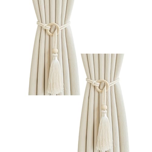 Vorhang-Raffhalter, handgewebt, mit Quasten, zum Aufhängen, Seilschnalle, Heimdekoration, elegant, 2 Stück Vorhang-Raffhalter, handgewebt, mit Quasten, zum Aufhängen, Seilschnalle, Heimdekoration, elegant, 2 Stück von TingHaoO
