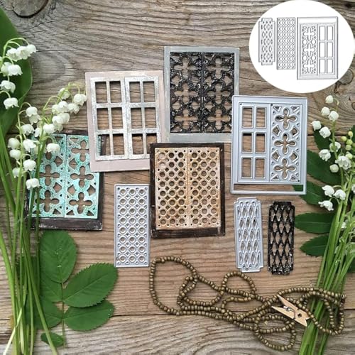 Tür Fenster Rahmen Metall Stanzformen, Tür Fenster Rahmen Metall Stanzformen Cut Schablonen für DIY Scrapbooking Karten Dekorative Prägepapier Stanzformen für Scrapbooking Kartenherstellung von TingZVen