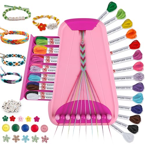 TingingYuli Kunst und Handwerk für Kinder im Alter von 8-12 Jahren,Freundschaftsarmband-Machset für Mädchen, Schmuckherstellungsset,Weihnachtsgeschenke für Kinder im Alter von 6-12 Jahren (Rosa) von TingingYuli