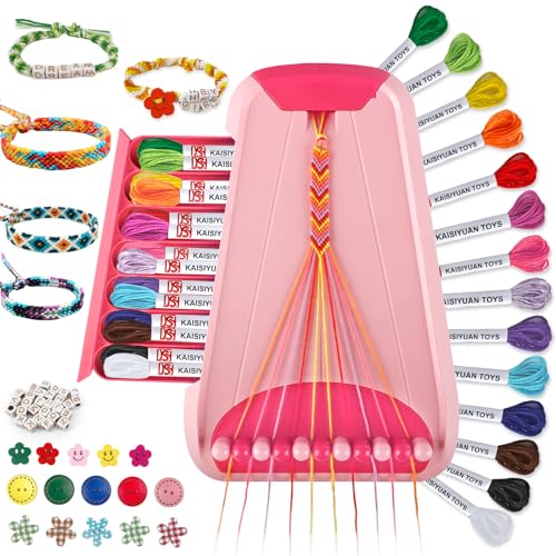 TingingYuli Kunst und Handwerk für Kinder im Alter von 8-12 Jahren,Freundschaftsarmband-Machset für Mädchen, Schmuckherstellungsset,Weihnachtsgeschenke für Kinder im Alter von 6-12 Jahren (Rosa/Rot) von TingingYuli