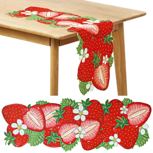 Tingjoo 33 x 91 cm Erdbeer-Tischläufer, Sommerfrucht-Thema, Tafelaufsatz, Tischdecke, Babyparty, Küche, Esszimmer, Party, Zubehör für Erdbeer-Geburtstagsdekorationen Tingjoo 33 x 91 cm Erdbeer-Tischläufer, Sommerfrucht-Thema, Tafelaufsatz, Tischdecke, Babyparty, Küche, Esszimmer, Party, Zubehör für Erdbeer-Geburtstagsdekorationen von Tingjoo