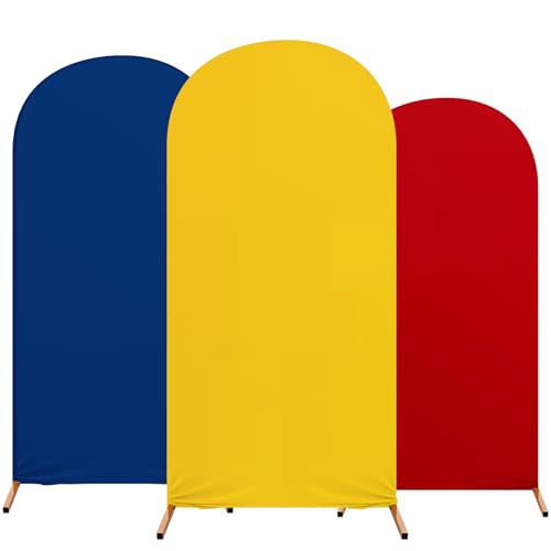 Tingjoo Themengeburtstagsparty-Dekoration, Set mit 3 Themen-Druckbögen, Spandex, passgenau, Hochzeitsbogenständer, Abdeckungen für Geburtstagsparty, 1,2 m, 1,5 m, 1,8 m (Karneval) von Tingjoo