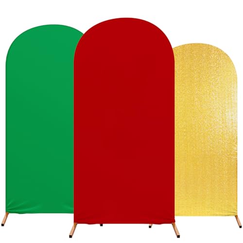 Tingjoo Weihnachtsmotiv-Geburtstagsparty-Dekoration, Set mit 3 Themen-Druckbögen, Spandex, passgenaue Hochzeitsbogen-Ständerabdeckungen für Weihnachten, Geburtstagsparty, 1,2 m, 1,5 m, 1,8 m (Gold Tingjoo Weihnachtsmotiv-Geburtstagsparty-Dekoration, Set mit 3 Themen-Druckbögen, Spandex, passgenaue Hochzeitsbogen-Ständerabdeckungen für Weihnachten, Geburtstagsparty, 1,2 m, 1,5 m, 1,8 m (Gold von Tingjoo