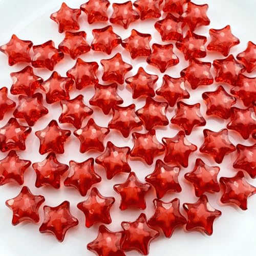 Tingoons 100 Stück 15 mm Acryl-Sternperlen, lose Abstandshalter, bunte Perlen für Bastelarbeiten, Schmuckherstellung, Armband, Halskette, Ohrringe, Ornament, Windspiel, Schlüsselanhänger (rot) von Tingoons