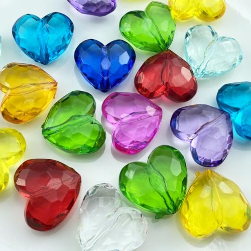 Tingoons 20 Stück 28 x 25 mm Acryl-Perlen in Herzform, transparent, bunt, Bastelperlen mit Loch, Abstandshalter, Perlen für Heimdekoration, DIY, Handwerk, Schmuckherstellung, Armband, Halskette, Tingoons 20 Stück 28 x 25 mm Acryl-Perlen in Herzform, transparent, bunt, Bastelperlen mit Loch, Abstandshalter, Perlen für Heimdekoration, DIY, Handwerk, Schmuckherstellung, Armband, Halskette, von Tingoons