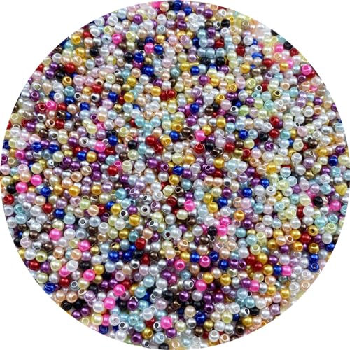 Tingoons 3000 Stück 3 mm Perlen mit Loch, rund, lose Luste, Bastelperlen für Heimdekoration, Vasenfüller, DIY, Handwerk, Schmuckherstellung, Armband, Halskette, Ohrringe (mehrfarbig) von Tingoons