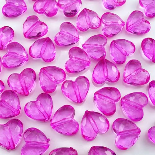 Tingoons Acrylperlen in Herzform, 18 x 16 mm, transparent, bunt, Bastelperlen mit Loch, Abstandshalter, Perlen für Heimdekoration, DIY, Handwerk, Schmuckherstellung, Armband, Halskette, Ohrringe, 50 von Tingoons