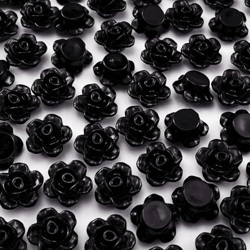 Tingoons Rosen-Perlen, Acryl, flache Rückseite, lose Abstandshalter, Pastellfarben, bunte Verzierungen mit Loch für Schmuckherstellung, Halsketten, Armbänder, Ohrringe, Handwerk, 250 Stück (schwarz) Tingoons Rosen-Perlen, Acryl, flache Rückseite, lose Abstandshalter, Pastellfarben, bunte Verzierungen mit Loch für Schmuckherstellung, Halsketten, Armbänder, Ohrringe, Handwerk, 250 Stück (schwarz) von Tingoons