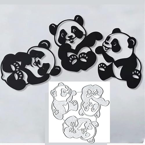 3 Teile/satz Tier Panda Dekor Metallstanzformen, Stanzformen, Papierkarten-Stanzformen, Schnittschablonen für DIY-Prägung, Kartengestaltung, Buchanhänger, dekorative Papierformen, Scrapbooking von Tingzven