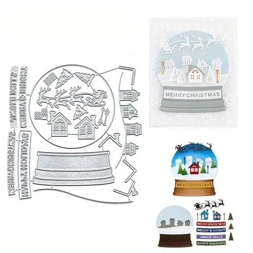 Weihnachts-Schneeball-Set Metall stanzformen Stanzteile Metall, Papierkarten-Stanzformen, Schnittschablonen für DIY-Prägung, Kartengestaltung, Buchanhänger, dekorative Papierformen, Scrapbooking von Tingzven