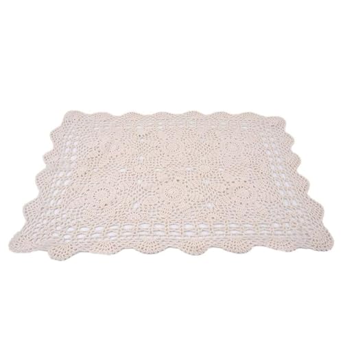 1 Stück Rechteckige Häkeldecke, Kleine Tischdecke, 40x60 Zentimeter Baumwoll-Gehäkelte Spitzen in Beige, Elegante Tischdekoration für Zuhause, Hotel, Café und Restaurant von Tinkber