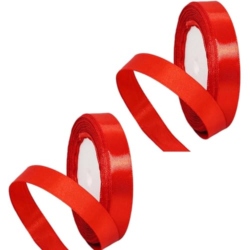 2 Stück Rotes Band, Geschenkband Rot, Seidenband, Satinband Rot, Doppelseitiges Rotes Satinband, Satinband, zum Basteln von Kuchenband, Haarschleifenband, Weihnachtsdekoration 2 Stück Rotes Band, Geschenkband Rot, Seidenband, Satinband Rot, Doppelseitiges Rotes Satinband, Satinband, zum Basteln von Kuchenband, Haarschleifenband, Weihnachtsdekoration von Tinkber