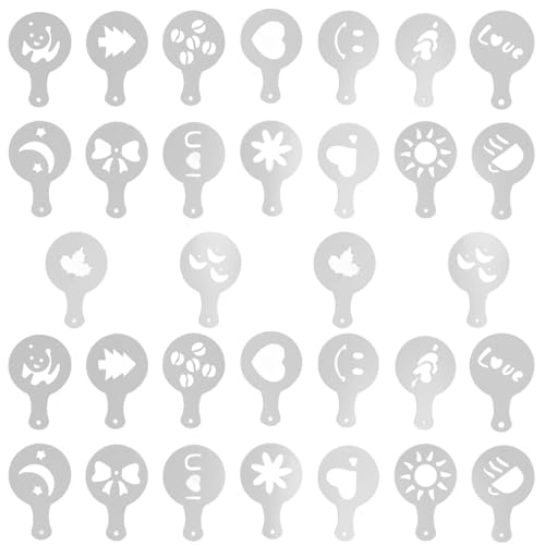 32 Stück Kaffee-Dekorationsschablonen, Fondant-Kaffee-Dekorationen, Kaffee-Schablonen zur Dekoration, Personalisierte Keks-Kaffee Schablonen, Kaffee-Schablonen Kunststoff, für Weihnachten 32 Stück Kaffee-Dekorationsschablonen, Fondant-Kaffee-Dekorationen, Kaffee-Schablonen zur Dekoration, Personalisierte Keks-Kaffee Schablonen, Kaffee-Schablonen Kunststoff, für Weihnachten von Tinkber