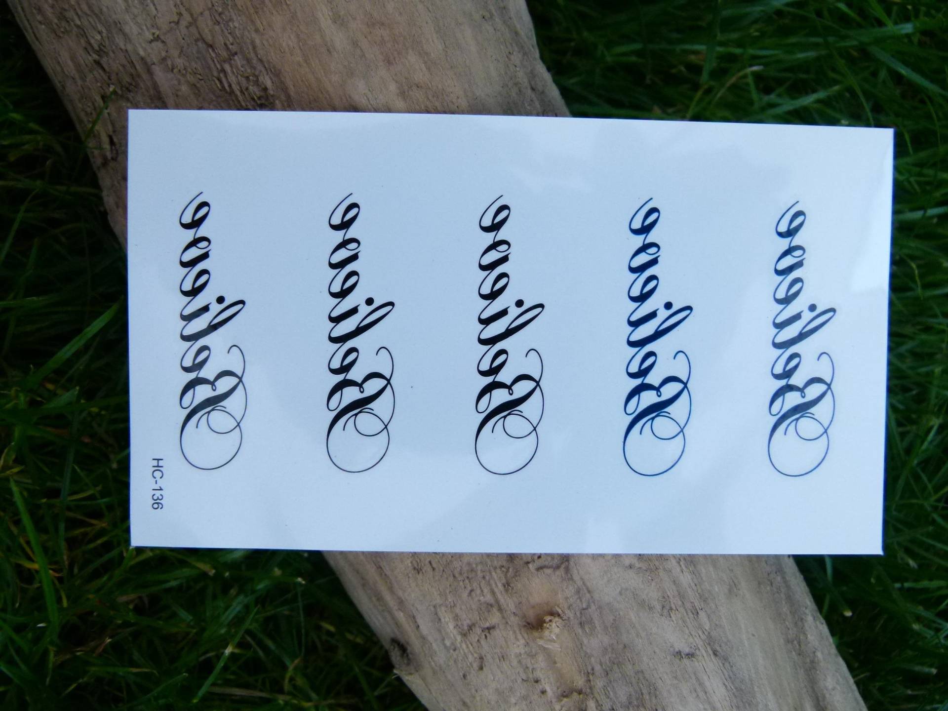 Nr. 008 - Temporäres Tattoo Schwarz "Believe" Boho Körperschmuck Körperbild Fake Schrifttattoo Nr. 008 - Temporäres Tattoo Schwarz "Believe" Boho Körperschmuck Körperbild Fake Schrifttattoo von TinkyStarShop