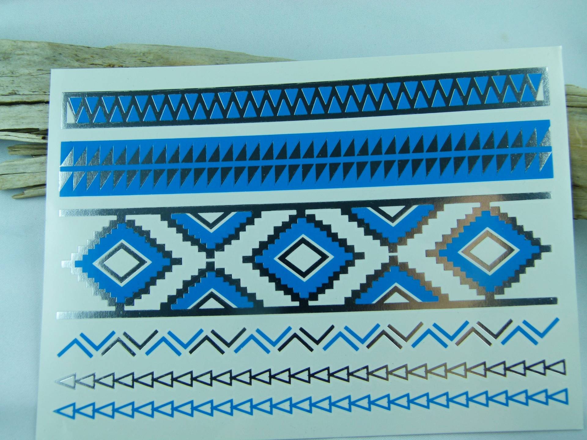Nr. 111 - Temporary Tattoo Blaues Silberfarbenes Boho Muster Körperschmuck Körperbild Fake Armtattoo Körpertattoo Nr. 111 - Temporary Tattoo Blaues Silberfarbenes Boho Muster Körperschmuck Körperbild Fake Armtattoo Körpertattoo von TinkyStarShop