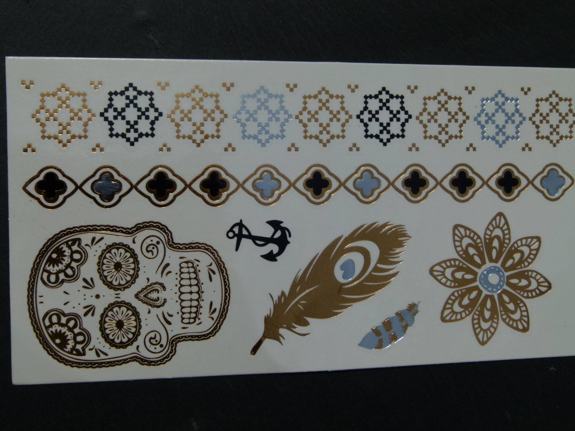 Nr. 128 - Temporäres Tattoo Boho Gold Silber Blume Feder Körperschmuck Körperbild Silberfarben Fake Goldfarben Nr. 128 - Temporäres Tattoo Boho Gold Silber Blume Feder Körperschmuck Körperbild Silberfarben Fake Goldfarben von TinkyStarShop