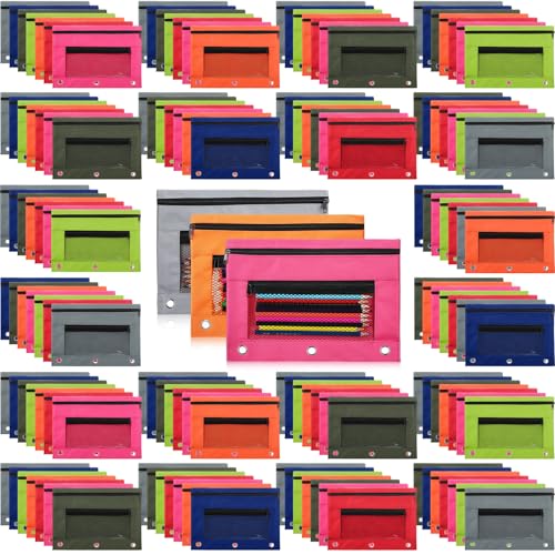 Tinlade Federmäppchen mit 3 Ringbüchern, Reißverschluss, mit Netzfenster, Ringbuch, Federmäppchen für christliche Wohltätigkeitsorganisationen, Spendenzubehör (7 Farben), 100 Stück von Tinlade