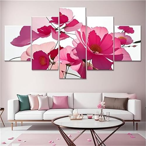 5 Stück Rosa Blume Diamond Painting Erwachsene, 5D Diamant Painting Bilder Kinde, DIY Voll Round Malen Nach Zahlen Diamant Malerei Arts basteln Set mit Zubehö, für Home Wand Dekor 150x75cm N-2336 5 Stück Rosa Blume Diamond Painting Erwachsene, 5D Diamant Painting Bilder Kinde, DIY Voll Round Malen Nach Zahlen Diamant Malerei Arts basteln Set mit Zubehö, für Home Wand Dekor 150x75cm N-2336 von Tinnoon
