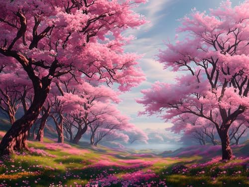 5D Diamant Painting Bilder, Diamond Painting Sakura-Baum Diamond Art Painting Set zubehör, Diamant Crystal Art Malen Nach Zahlen Basteln Erwachsene, Diamant Malerei für Home Wand Dekor 60x45cm k-804 5D Diamant Painting Bilder, Diamond Painting Sakura-Baum Diamond Art Painting Set zubehör, Diamant Crystal Art Malen Nach Zahlen Basteln Erwachsene, Diamant Malerei für Home Wand Dekor 60x45cm k-804 von Tinnoon