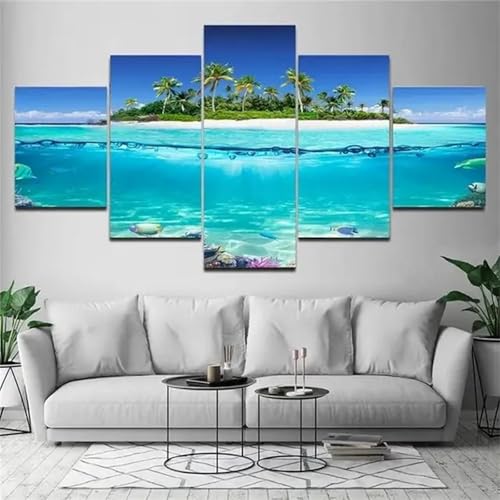 5D Diamond Art Painting 5 Pack Diamant Painting Bilder Erwachsene Blauer Himmel Strand Diamond Painting Kinder Voll Diamant Crystal Art Malen Nach Zahlen Basteln Set für Home Décor 125x63cm N-4120 von Tinnoon