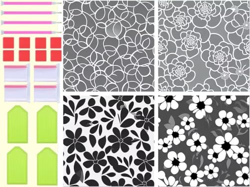 5D Diamond Painting 4er Set Diamant Painting Bilder, graue Blume Malen Nach Zahlen Bastelnset Erwachsene Stickerei Vollbohrer Kristall Art Diamant Malerei Bilder Home Wand Deko, 4Pcs 30x30cm T-3574 5D Diamond Painting 4er Set Diamant Painting Bilder, graue Blume Malen Nach Zahlen Bastelnset Erwachsene Stickerei Vollbohrer Kristall Art Diamant Malerei Bilder Home Wand Deko, 4Pcs 30x30cm T-3574 von Tinnoon