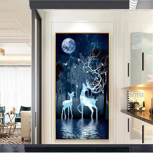 DIY 5D Diamant Painting Bilder, Hirsch Mond Diamond Painting Bilder Erwachsene Weihnachten Set, Full Drill Diamond Painting Kinder, Wohnzimmer Schlafzimmer Büro Wand Eingang Dekoration 60x120cm L-1041 DIY 5D Diamant Painting Bilder, Hirsch Mond Diamond Painting Bilder Erwachsene Weihnachten Set, Full Drill Diamond Painting Kinder, Wohnzimmer Schlafzimmer Büro Wand Eingang Dekoration 60x120cm L-1041 von Tinnoon