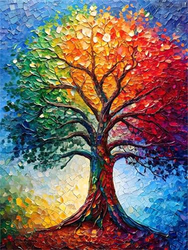 Diamant Painting Bilder, Diamond Painting Baum des Lebens Buntes Diamond Art Painting Set zubehör, Diamant Art Malen Nach Zahlen Basteln Erwachsene, Diamant Malerei für Home Wand Dekor 30x40cm k-315 von Tinnoon