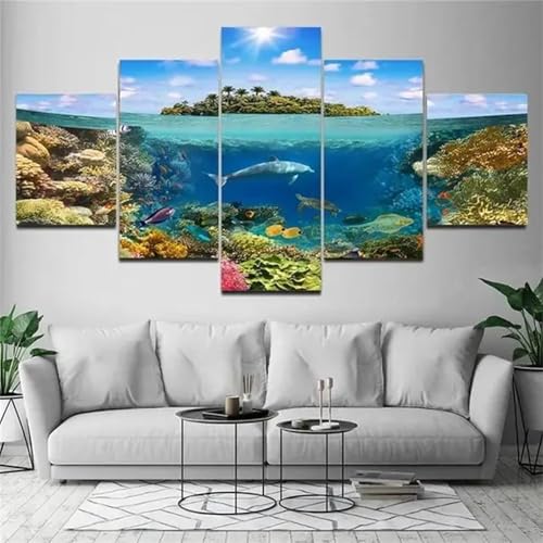 Diamond Painting 5 Teilig Groß XXL Unterwasserwelt Diamant Painting Bilder Basteln Erwachsene 150x75cm Diamond Art Painting, Voll Diamant Malerei Stickerei Kreuzstich für Room Decor Wohnwand N-2682 Diamond Painting 5 Teilig Groß XXL Unterwasserwelt Diamant Painting Bilder Basteln Erwachsene 150x75cm Diamond Art Painting, Voll Diamant Malerei Stickerei Kreuzstich für Room Decor Wohnwand N-2682 von Tinnoon