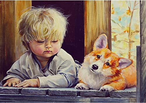 Diamond Painting Set " Junge Und Hund " - Größe 50x70cm - Diamant Painting Bilder für Kinder Mädchen - Diamond Painting Strass Leinwand Groß Stitch zum Entspannen - Mosaik Klebebilder Deko Wohnzimmer Diamond Painting Set " Junge Und Hund " - Größe 50x70cm - Diamant Painting Bilder für Kinder Mädchen - Diamond Painting Strass Leinwand Groß Stitch zum Entspannen - Mosaik Klebebilder Deko Wohnzimmer von Tinnoon