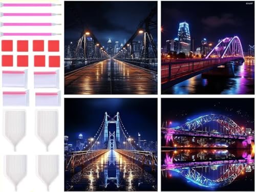 Diamond Painting Stadt-Nacht-Szene Diamant Painting Bilder 4 Stück 20x20cm, DIY 5D Diamond Art Erwachsene Kinder Voll Eckige Diamant Malere Wohnzimmer Zuhause Deko Aesthetic, Geschenke für Mama T-7216 Diamond Painting Stadt-Nacht-Szene Diamant Painting Bilder 4 Stück 20x20cm, DIY 5D Diamond Art Erwachsene Kinder Voll Eckige Diamant Malere Wohnzimmer Zuhause Deko Aesthetic, Geschenke für Mama T-7216 von Tinnoon