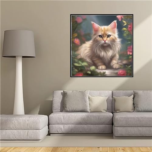 Katze Tier Diamant Painting Bilder 5D Diamond Painting Kinder Voll Diamonds Bastelset Erwachsene Diamond Painting Set für Anfänger Strass Stickerei für Weihnachten Home Wall Décor 95x95cm -C8a von Tinnoon