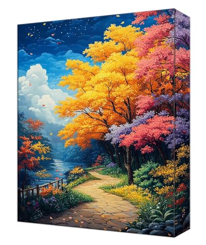 Malen Nach Zahlen Erwachsene Farbe Baum, Kinder DIY Handgemalt Ölgemälde Kit, Knitterfreie Leinwand, Pinsels Und Acrylfarbe, Basteln Erwachsene Kit, Kreativität Geschenk Heimdekoration 30x40cm T-71 von Tinnoon