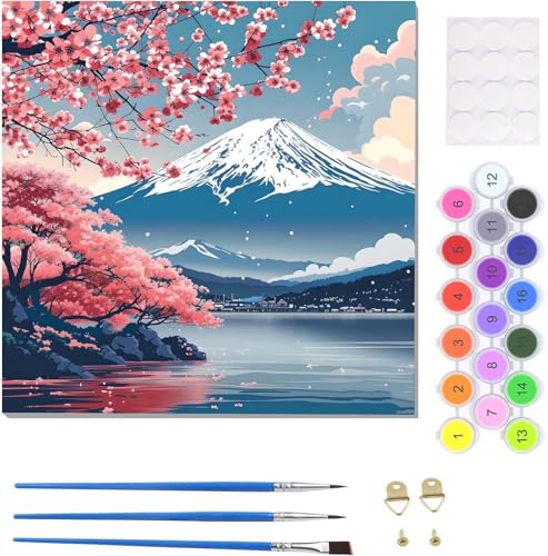 Malen Nach Zahlen Erwachsene Kirschblüte Berg Fuji, Paint by Numbers Malen Nach Zahlen, Handgemalt Ölgemälde Kit für Anfänger Erwachsene Mit 3-Pinseln und Acrylfarbe für Home Decor 30x30cm U-10300 Malen Nach Zahlen Erwachsene Kirschblüte Berg Fuji, Paint by Numbers Malen Nach Zahlen, Handgemalt Ölgemälde Kit für Anfänger Erwachsene Mit 3-Pinseln und Acrylfarbe für Home Decor 30x30cm U-10300 von Tinnoon