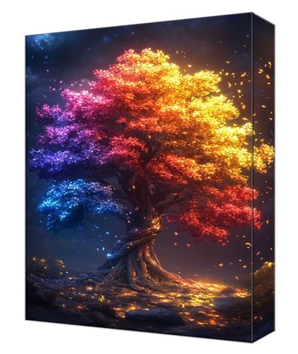 Malen Nach Zahlen Farbe Baum Malen Nach Zahlen Kinder ab 7, DIY Set Erwachsene, mit Pinseln und Acrylfarben, Knitterfreie Leinwand Kit, Kreatives für Erwachsene, Home Deko 40x50cm (Ohne Rahmen) T-63 von Tinnoon