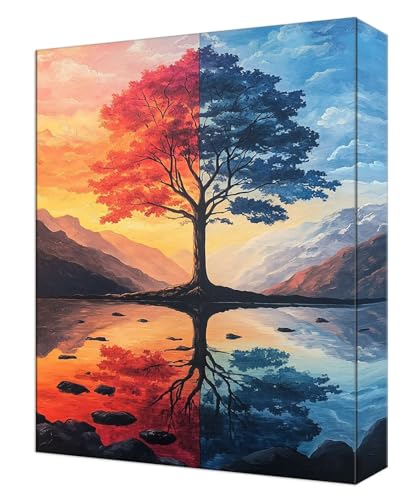 Malen Nach Zahlen Farbe Baum Malen Nach Zahlen Kinder ab 7, DIY Set Erwachsene, mit Pinseln und Acrylfarben, Knitterfreie Leinwand Kit, Kreatives für Erwachsene, Home Deko 80x100cm (Ohne Rahmen) T-69 von Tinnoon