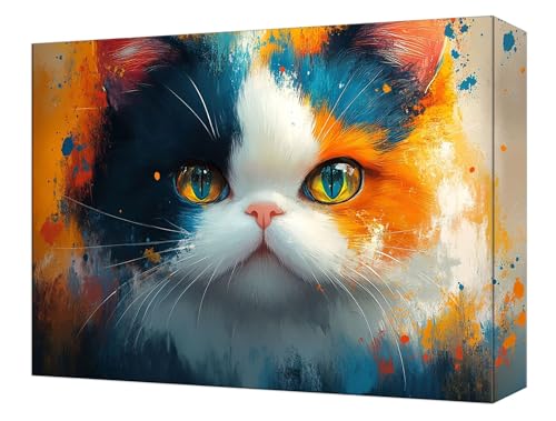 Malen Nach Zahlen Farbe Katze Malen Nach Zahlen Kinder ab 7, DIY Set Erwachsene, mit Pinseln und Acrylfarben, Knitterfreie Leinwand Kit, Kreatives für Erwachsene, Home Deko 20x30cm (Ohne Rahmen) T-82 von Tinnoon