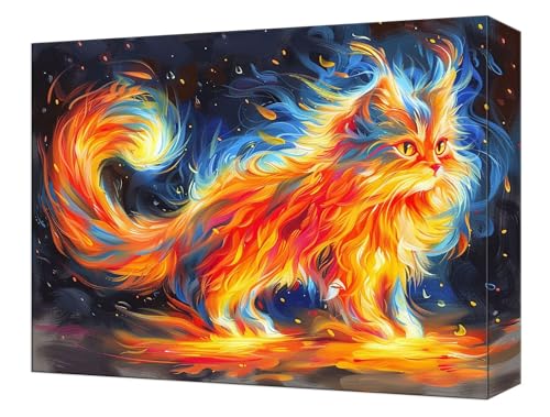 Malen Nach Zahlen Farbe Katze Malen Nach Zahlen Kinder ab 7, DIY Set Erwachsene, mit Pinseln und Acrylfarben, Knitterfreie Leinwand Kit, Kreatives für Erwachsene, Home Deko 40x50cm (Ohne Rahmen) T-80 von Tinnoon