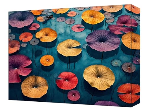 Malen Nach Zahlen Farbe Lotusblatt Malen Nach Zahlen Kinder ab 7, DIY Set Erwachsene, mit 3- Pinseln und Acrylfarben, Kreatives für Erwachsene, Home Wand Deko Geschenke 80x100cm (Ohne Rahmen) T-50 von Tinnoon