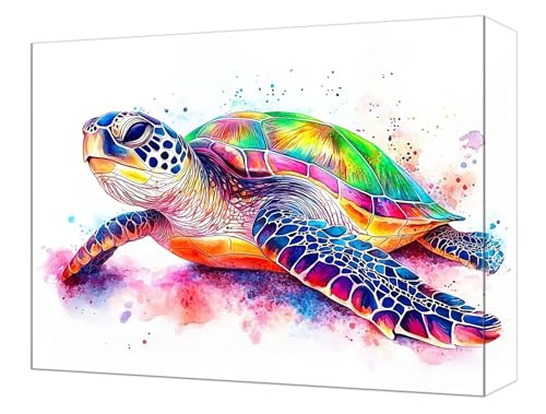 Malen Nach Zahlen Farbe Meeresschildkröten Malen Nach Zahlen Kinder ab 7, DIY Set Erwachsene, mit Pinseln und Acrylfarben, Kreatives für Erwachsene, Home Deko Geschenke 40x50cm (Ohne Rahmen) T-46 von Tinnoon