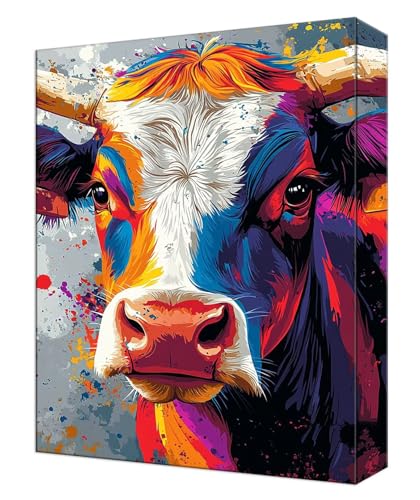 Malen Nach Zahlen Farbe Ochse Malen Nach Zahlen Kinder ab 7, DIY Set Erwachsene, mit Pinseln und Acrylfarben, Knitterfreie Leinwand Kit, Kreatives für Erwachsene, Home Deko 50x70cm (Ohne Rahmen) T-53 von Tinnoon