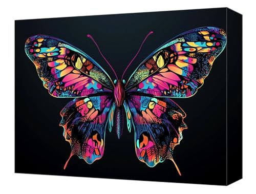 Malen Nach Zahlen Farbe Schmetterling Malen Nach Zahlen Kinder ab 7, DIY Set Erwachsene, mit 3- Pinseln und Acrylfarben, Kreatives für Erwachsene, Home Wand Deko Geschenke 20x30cm (Ohne Rahmen) T-52 von Tinnoon