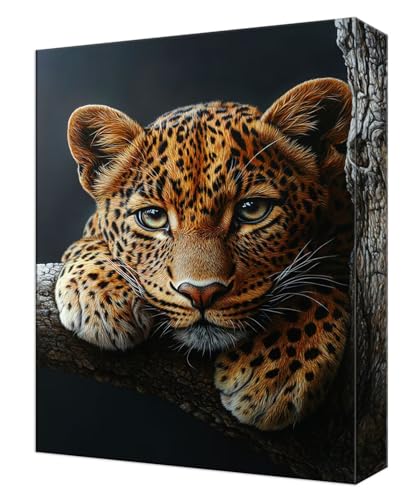 Malen Nach Zahlen Leopard Tier Malen Nach Zahlen Kinder ab 7, DIY Set Erwachsene, mit Pinseln und Acrylfarben, Knitterfreie Leinwand Kit, Kreatives für Erwachsene, Home Deko 20x30cm (Ohne Rahmen) T-25 von Tinnoon
