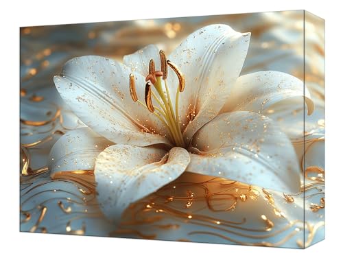 Malen Nach Zahlen Lilie Blume Malen Nach Zahlen Kinder ab 7, DIY Set Erwachsene, mit Pinseln und Acrylfarben, Knitterfreie Leinwand Kit, Kreatives für Erwachsene, Home Deko 50x70cm (Ohne Rahmen) T-22 von Tinnoon