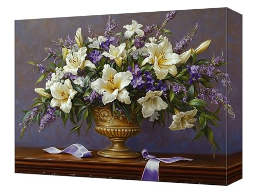 Malen Nach Zahlen Lilie Blume Malen Nach Zahlen Kinder ab 7, DIY Set Erwachsene, mit Pinseln und Acrylfarben, Knitterfreie Leinwand Kit, Kreatives für Erwachsene, Home Deko 60x80cm (Ohne Rahmen) T-24 von Tinnoon