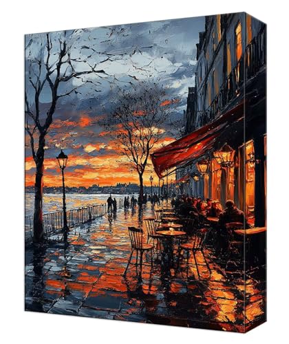 Malen Nach Zahlen Stadt Straßenansicht Malen Nach Zahlen Kinder ab 7, DIY Set Erwachsene, mit 3- Pinseln und Acrylfarben, Kreatives für Erwachsene, Home Wand Deko Geschenke 50x70cm (Ohne Rahmen) T-89 von Tinnoon
