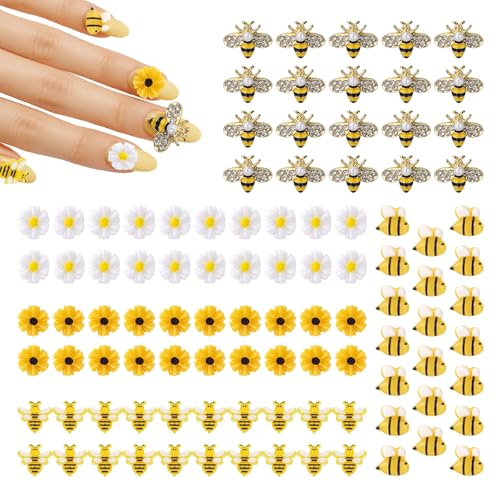 100 Stück Süße Nagel-Charms, Y2K Stil Biene & Gänseblümchen 3D Nagelsteine für Acryl, Gel, Press-On Nägel Schmuck Zubehör Deko 100 Stück Süße Nagel-Charms, Y2K Stil Biene & Gänseblümchen 3D Nagelsteine für Acryl, Gel, Press-On Nägel Schmuck Zubehör Deko von Tinoaly
